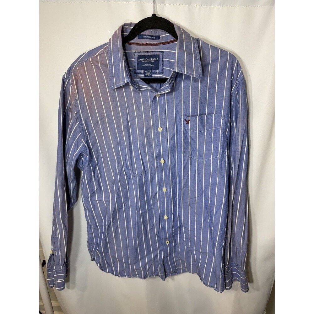 American Eagle Outfitters Xl Blue Button Up Shirt, Shirt Is Slightly Discolored